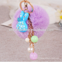 Rabbit Fur Pom Poms keyring,Fur Ball Key Chain,Fur Accessories